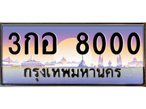 แอล.ป้ายทะเบียนรถ 3กอ 8000 เลขประมูล ทะเบียนสวย 3กอ 8000 จากกรมขนส่ง